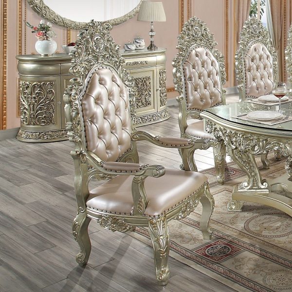 Sorina - Dining Chair (Set of 2) - PU & Antique Gold Finish - 60  Online Sale