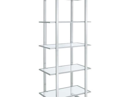 Hartford - 5-Shelf Glass Bookshelf - Chrome Cheap