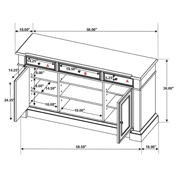 Phelps - 2 Door Sideboard Buffet Cabinet - Distressed Noir Supply