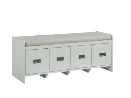 Berci - Bench - Beige Fabric & White Online