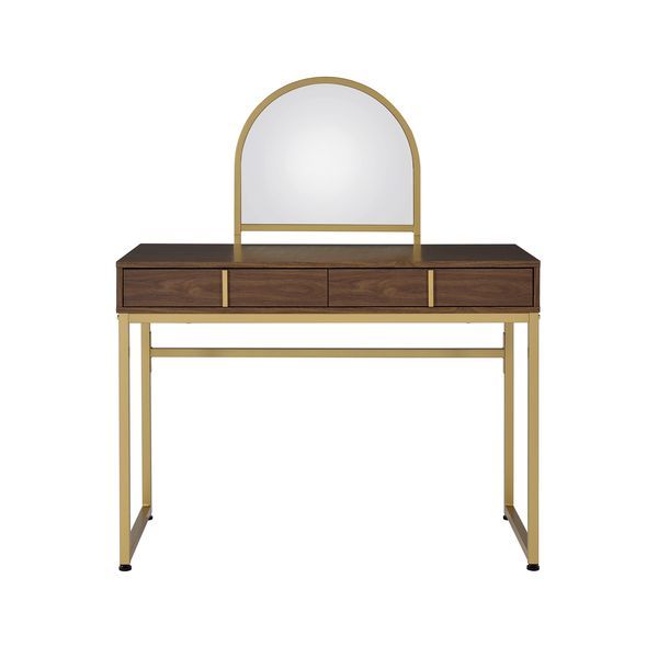 Coleen - Vanity Desk - Walnut & Gold Finish - 50  Online Hot Sale