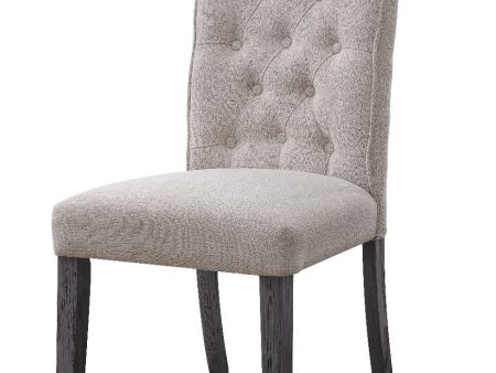 Yabeina - Side Chair (Set of 2) - Beige Linen & Gray Finish Fashion