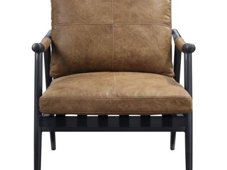 Anzan - Accent Chair - Berham Chestnut Top Grain Leather & Matt Iron Finish Online