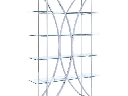 Larson - 4-Shelf Glass Bookshelf - Chrome For Discount