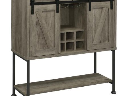 Claremont - Sliding Door Home Bar Wine Cabinet - Gray Driftwood Online Sale