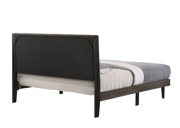 Valdemar - Queen Bed - Brown Fabric & Weatheted Gray Finish Fashion