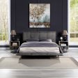 Metis - Eastern King Bed - Gray Top Grain Leather For Cheap