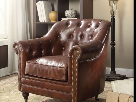 Aberdeen - Chair - Vintage Dark Brown Top Grain Leather Discount