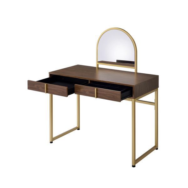 Coleen - Vanity Desk - Walnut & Gold Finish - 50  Online Hot Sale