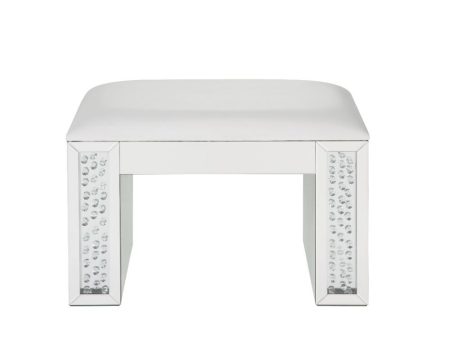 Nysa - Vanity Stool - Ivory PU, Mirrored & Faux Crystals Online