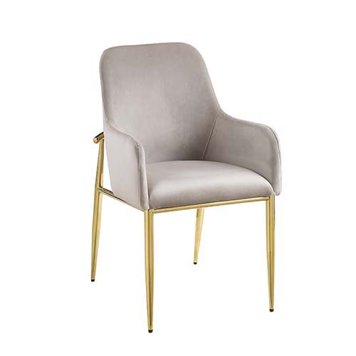 Barnard - Side Chair (Set of 2) - Gray Velvet & Mirrored Gold Finish Fashion