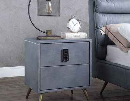 Doris - Nightstand - Gray Top Grain Leather For Sale