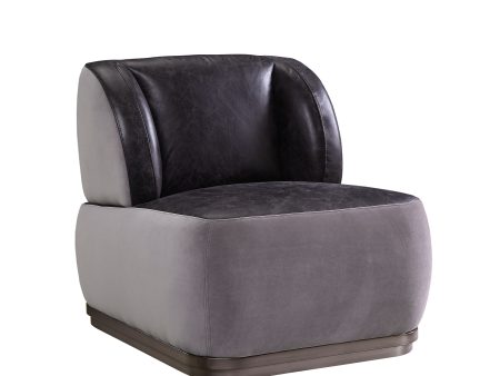 Decapree - Accent Chair - Antique Slate Top Grain Leather & Gray Velvet on Sale