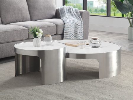 Abilene - Coffee Table - Marble & Brush Silver Finish Supply