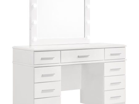 Felicity - 9-Drawer Vanity Table With Lighted Mirror - Glossy White Supply