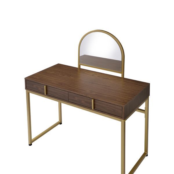 Coleen - Vanity Desk - Walnut & Gold Finish - 50  Online Hot Sale