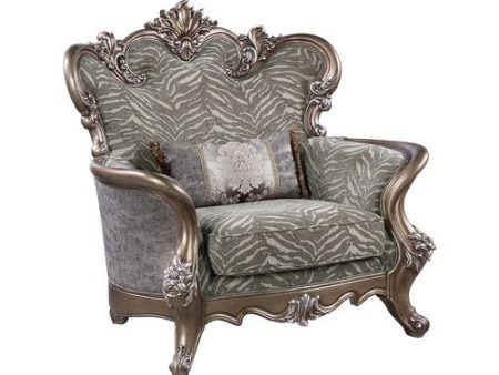 Elozzol - Chair With Pillow - Fabric & Antique Bronze Finish - Wood Sale