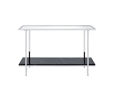 Angwin - Accent Table - Mirrored, Faux Marble & Chrome Cheap