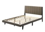 Valdemar - Queen Bed - Brown Fabric & Weatheted Gray Finish Fashion