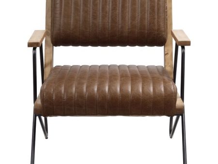 Eacnlz - Accent Chair - Cocoa Top Grain Leather & Matt Iron Finish on Sale