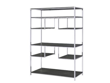 Vonara - Bookshelf - Rustic Gray Oak & Chrome Discount