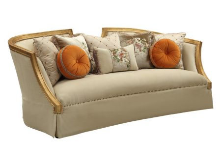 Daesha - Sofa - Tan Flannel & Antique Gold Hot on Sale