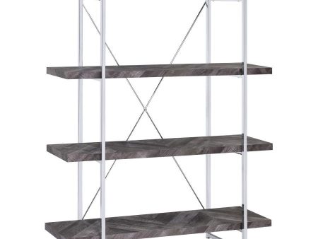 Grimma - 4-Shelf Bookshelf - Rustic Gray And Chrome Cheap