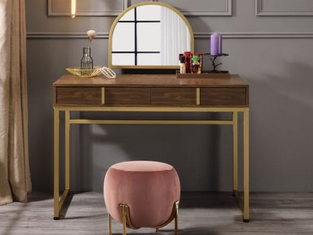 Coleen - Vanity Desk - Walnut & Gold Finish - 50  Online Hot Sale