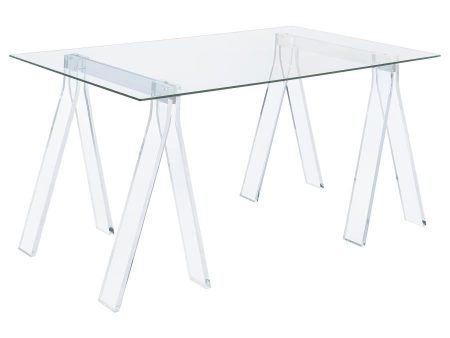 Amaturo - Glass Top Acrylic Writing Desk - Clear Cheap