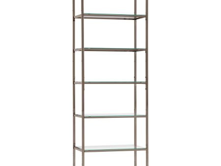 Kate - 5-Shelf Glass Bookshelf - Black Nickel Online