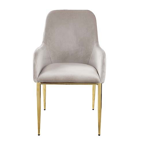 Barnard - Side Chair (Set of 2) - Gray Velvet & Mirrored Gold Finish Fashion