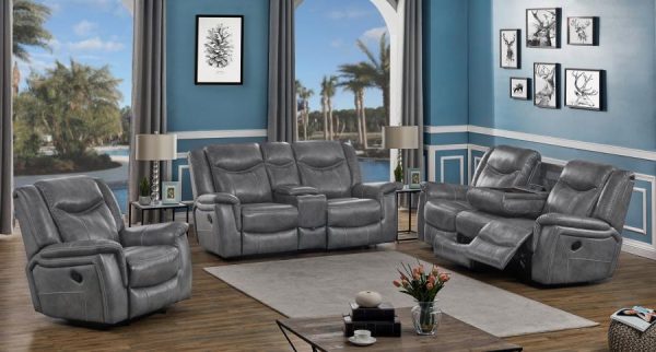 Conrad - Upholstered Padded Arm Glider Recliner - Gray For Cheap