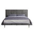 Metis - Eastern King Bed - Gray Top Grain Leather For Cheap