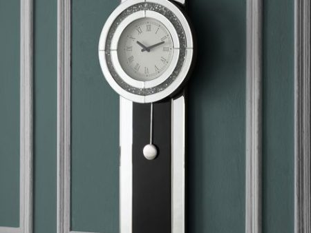 Noralie - Wall Clock - Black, Mirrored & Faux Diamonds For Discount