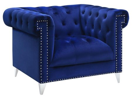 Bleker - Upholstered Tuxedo Arm Tufted Accent Chair - Blue Sale