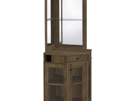 Alviso - 1-Drawer Corner Home Bar Wine Cabinet - Rustic Oak Hot on Sale