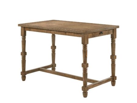 Farsiris - Counter Height Table - Weathered Oak Finish For Sale