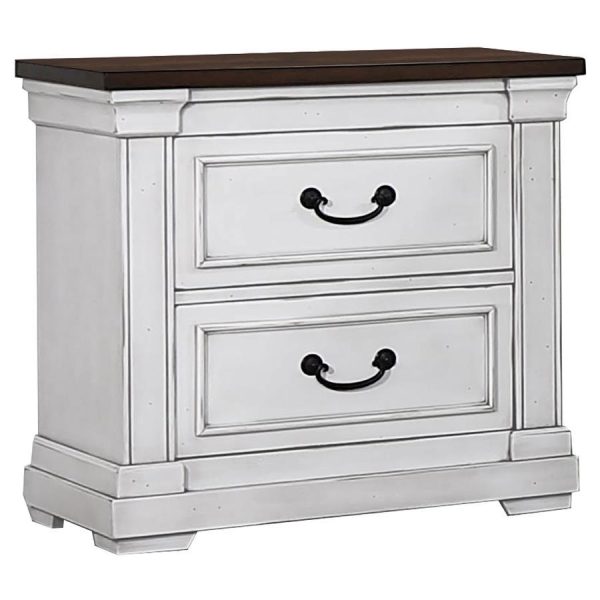 Hillcrest - 2-Drawer Nightstand - Distressed White Online now