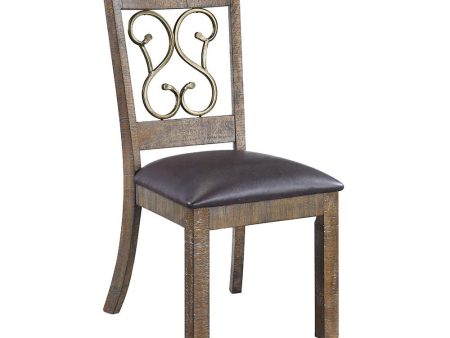 Raphaela - Side Chair (Set of 2) - Black PU & Weathered Cherry Finish Fashion