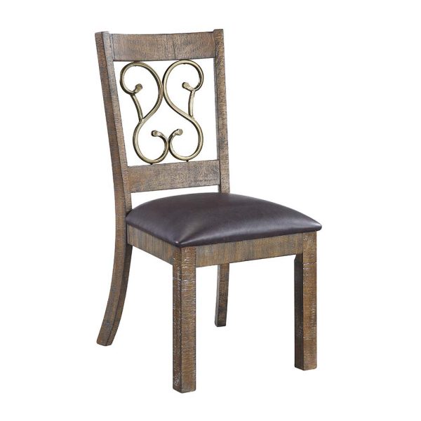 Raphaela - Side Chair (Set of 2) - Black PU & Weathered Cherry Finish Fashion