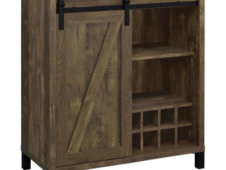 Arlington - Sliding Door Home Bar Wine Cabinet - Rustic Oak Discount