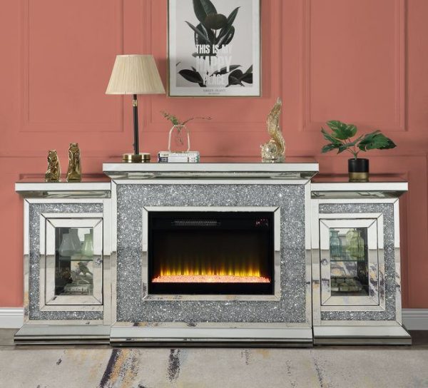 Noralie - Fireplace - Mirrored & Faux Diamonds - 39  Online Hot Sale