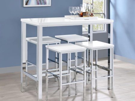 Natividad - 5 Piece Pub Height Bar Table Set - White High Gloss For Sale