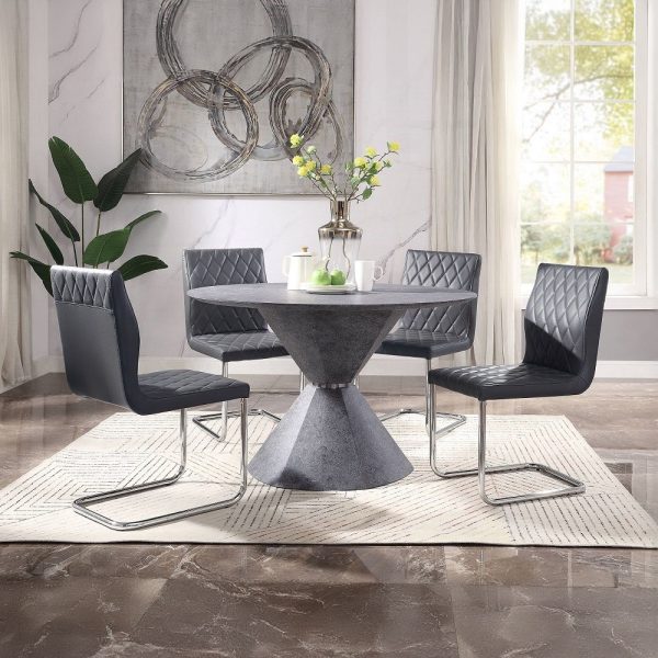 Ansonia - Side Chair (Set of 2) - Gray PU & Chrome Online