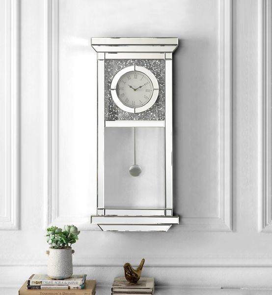 Noralie - Wall Clock - Mirrored & Faux Diamonds - 32  For Sale