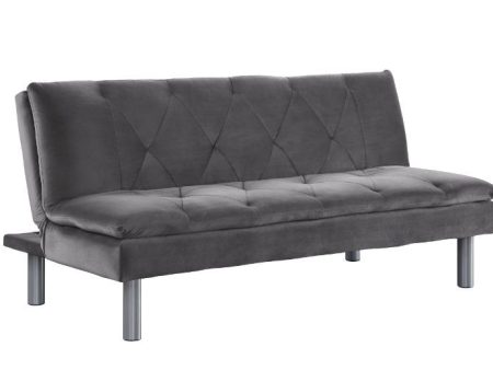 Cilliers - Futon - Gray Velvet & Chrome Finish Sale