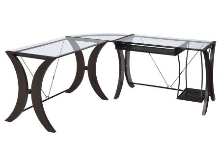 Monterey - Glass Top L-Shape Computer Desk - Cappuccino Online Hot Sale