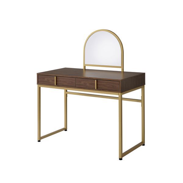 Coleen - Vanity Desk - Walnut & Gold Finish - 50  Online Hot Sale