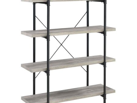 Delray - 4-Shelf Bookshelf - Gray Driftwood And Black Sale