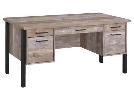 Samson - 4-Drawer Office Computer Desk - Weathered Oak Hot on Sale